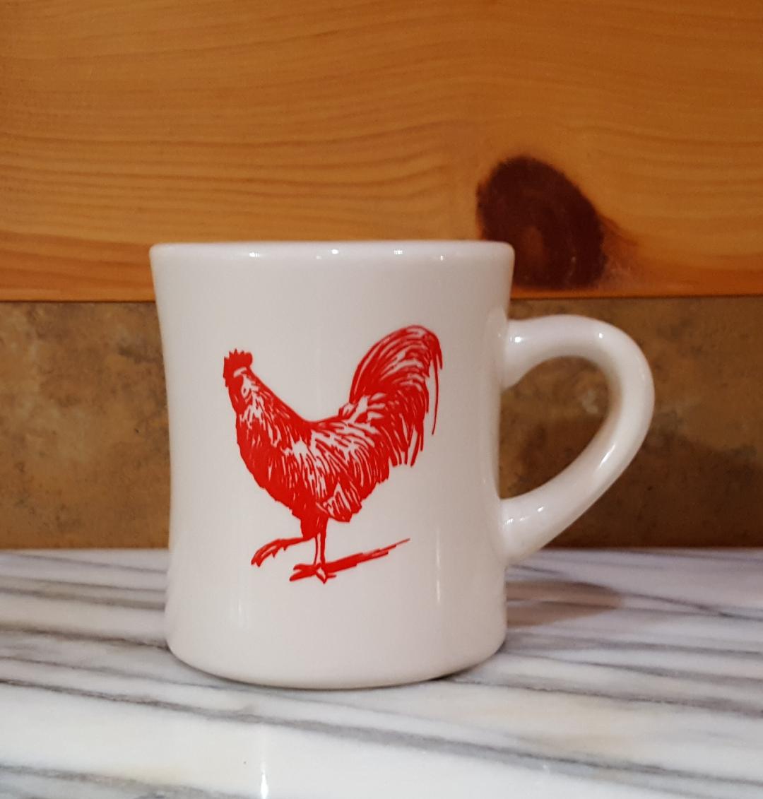Vintage White Coffee Cups, White Mugs, Chicken Mug, Chicken Coffee